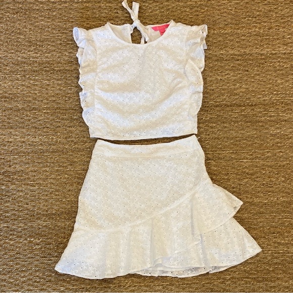 Lilly Pulitzer White Eyelet Ruffle Skirt and Top Set - Picture 4 of 11
